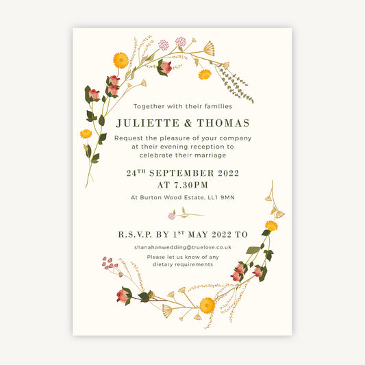 Rustic Wildflowers Evening/Reception Wedding Invitation