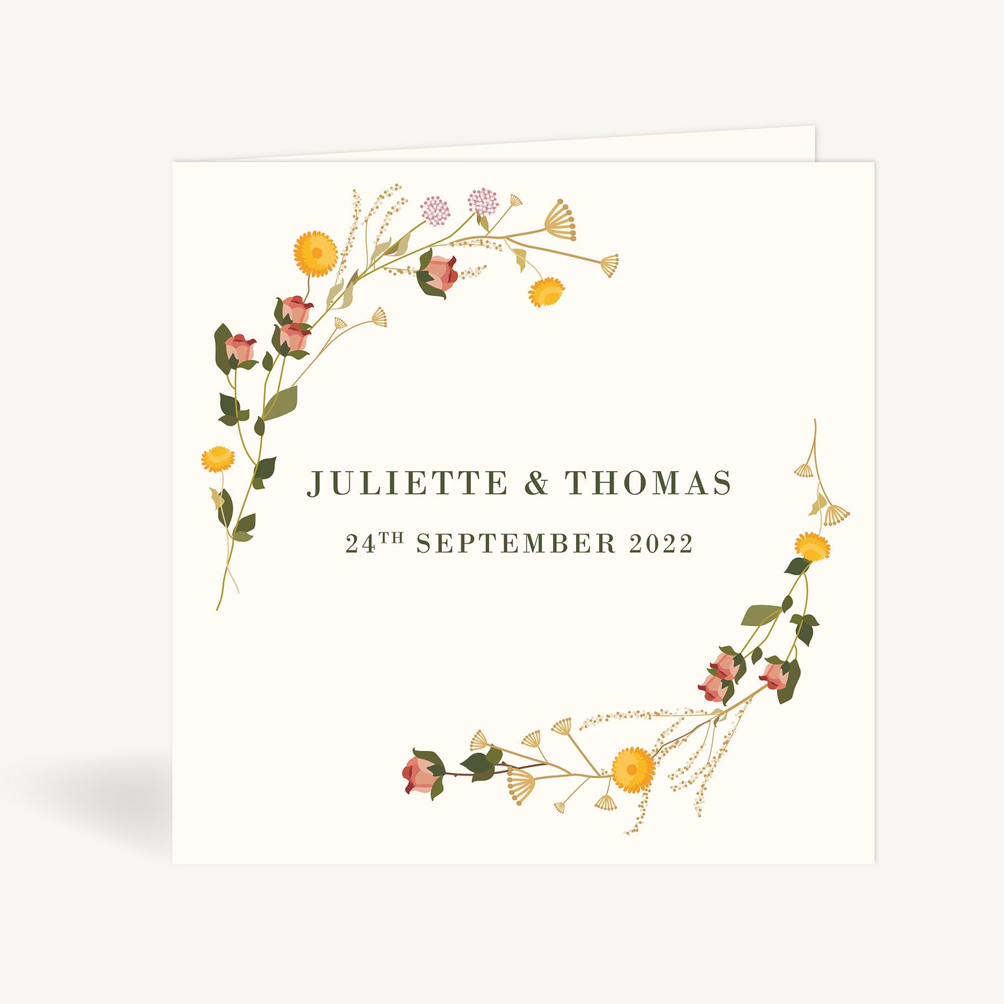 Rustic Wildflowers Folded Wedding Invitation