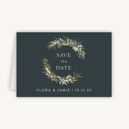 Winter Botanical Folded Wedding Save the Date