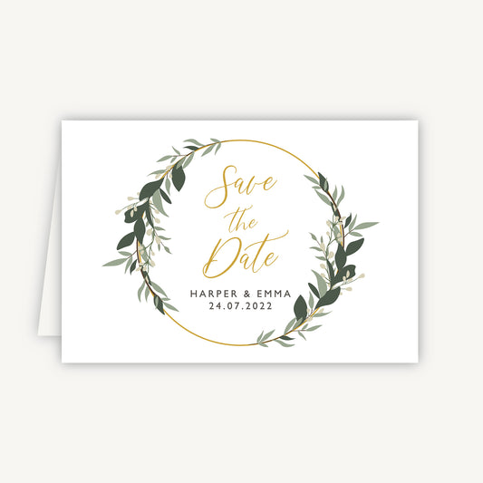 Foliage Hoop Folded Wedding Save the Date