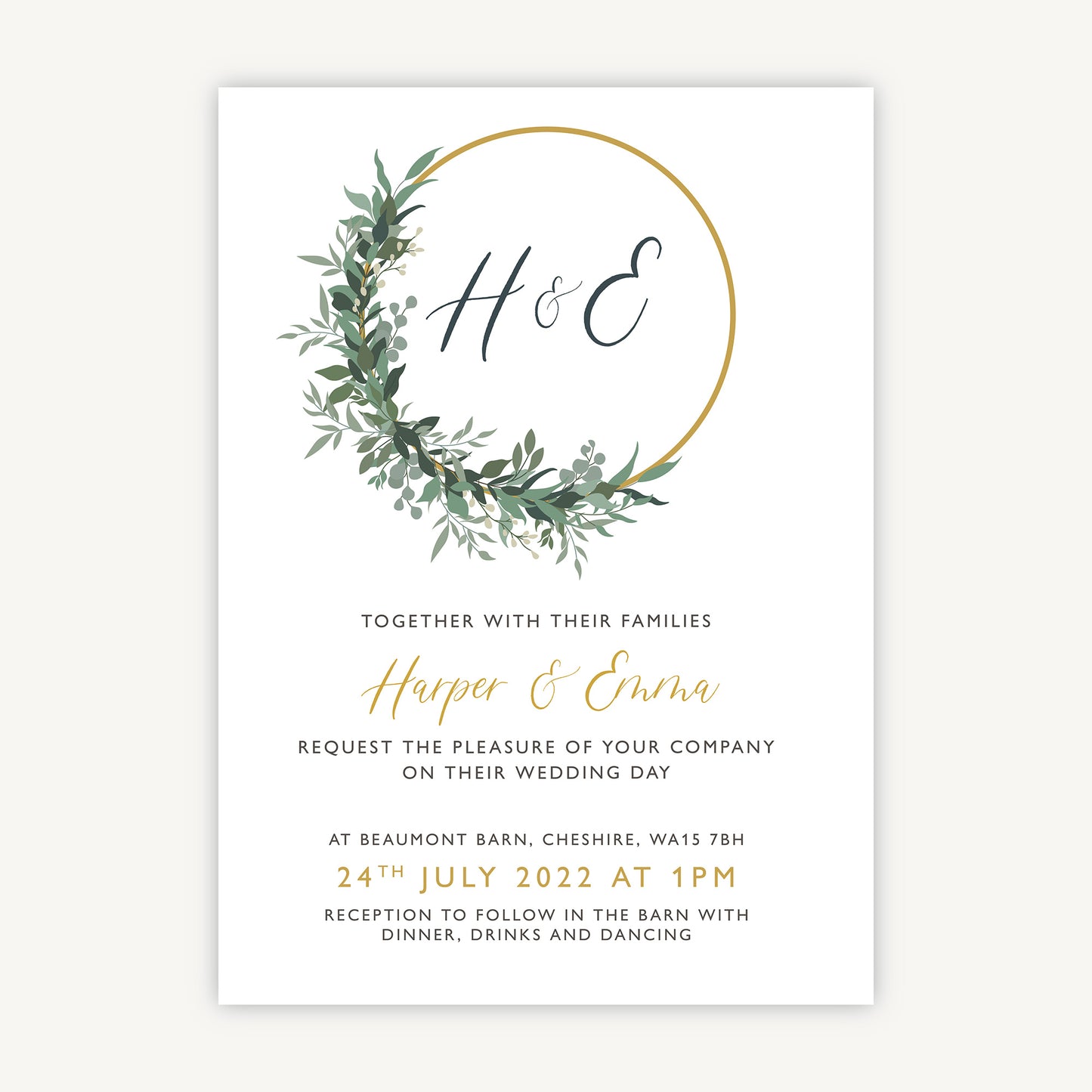 Foliage Hoop Wedding Invitation