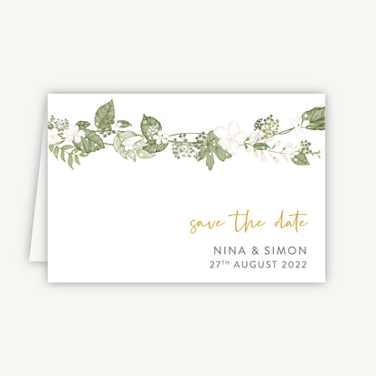 White Floral Folded Wedding Save the Date