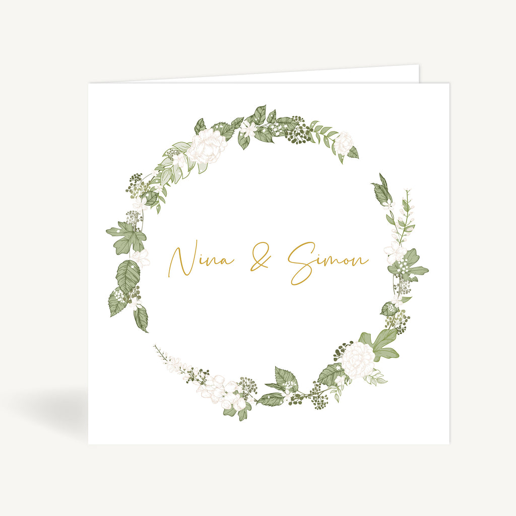 White Floral Folded Wedding Invitation
