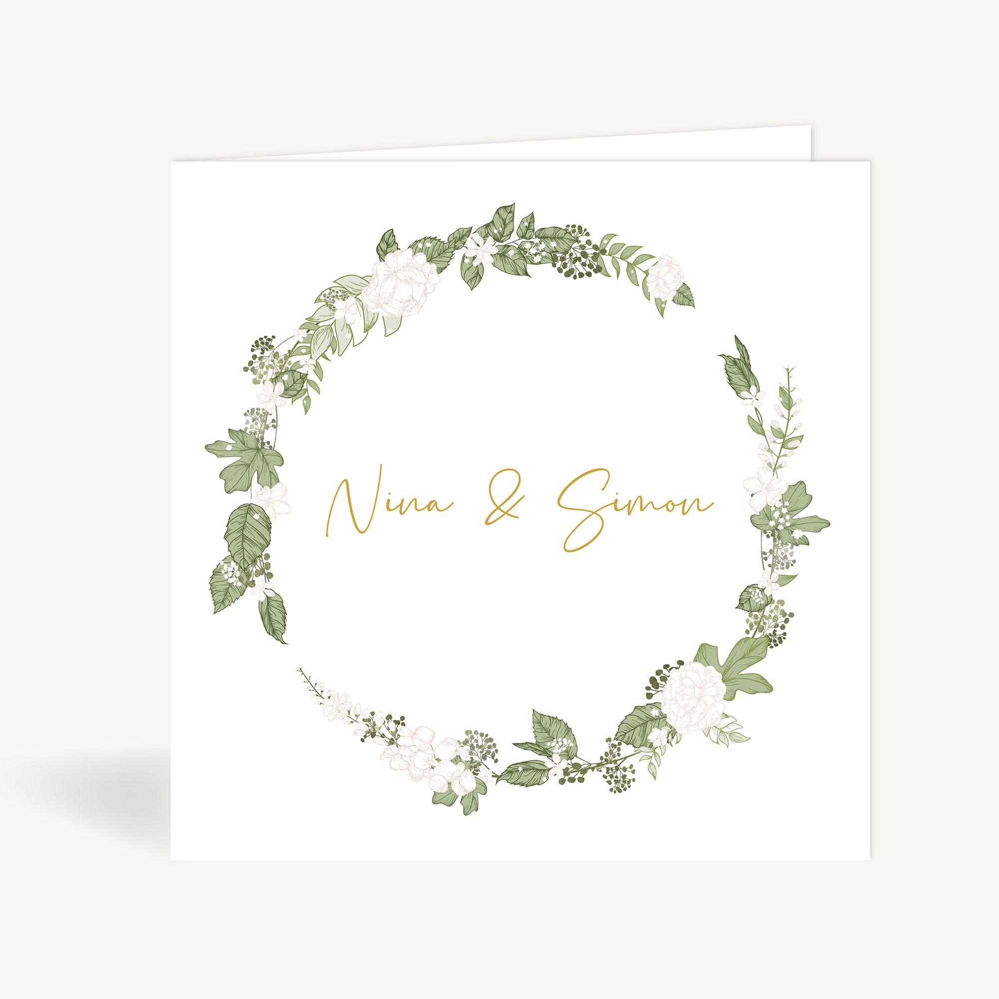 White Floral Folded Wedding Invitation