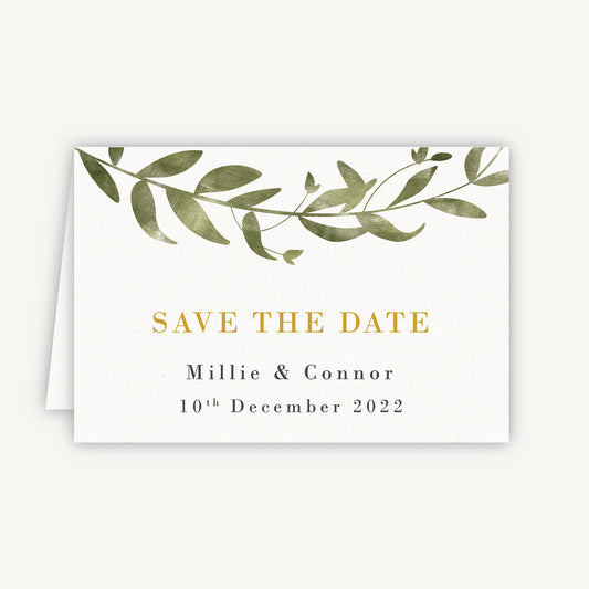 Greenery Botanical Folded Wedding Save the Date
