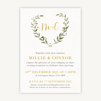 Greenery Botanical Evening/Reception Wedding Invitation