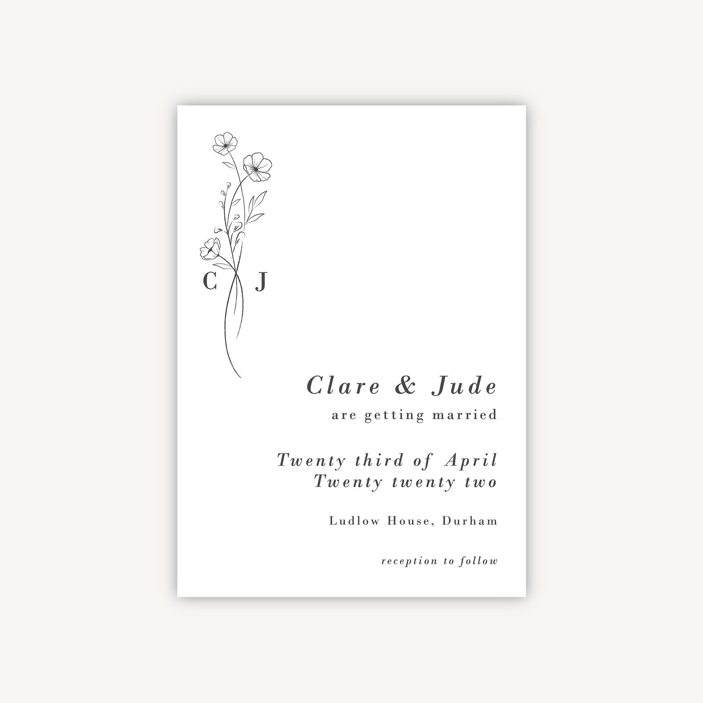 Simple Floral Wedding Save the Date