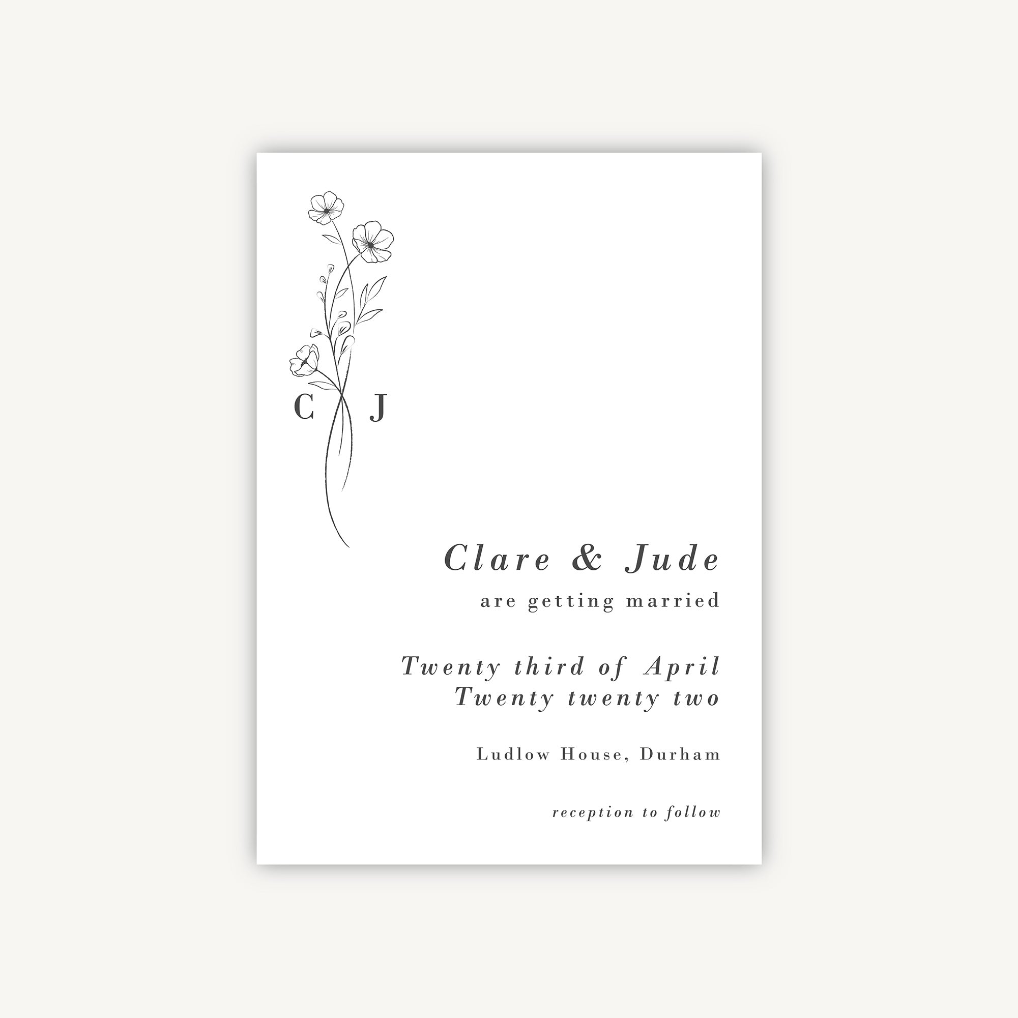 Simple Floral Wedding Save the Date