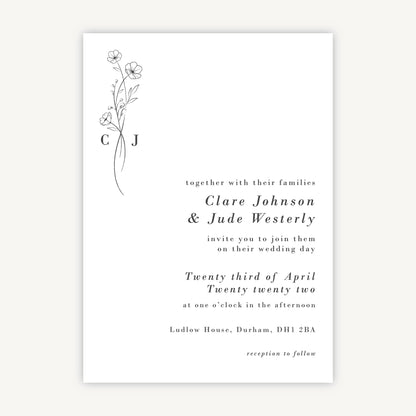 Simple Floral Wedding Invitation