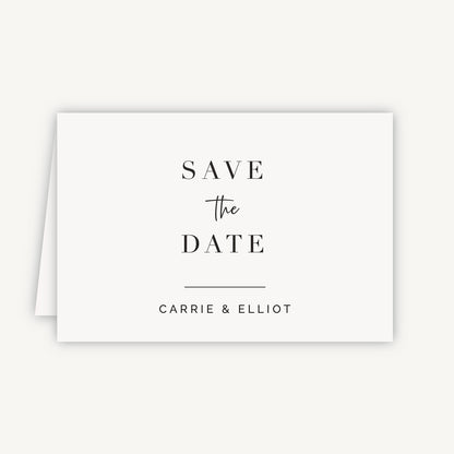 White Modern Script Folded Wedding Save the Date