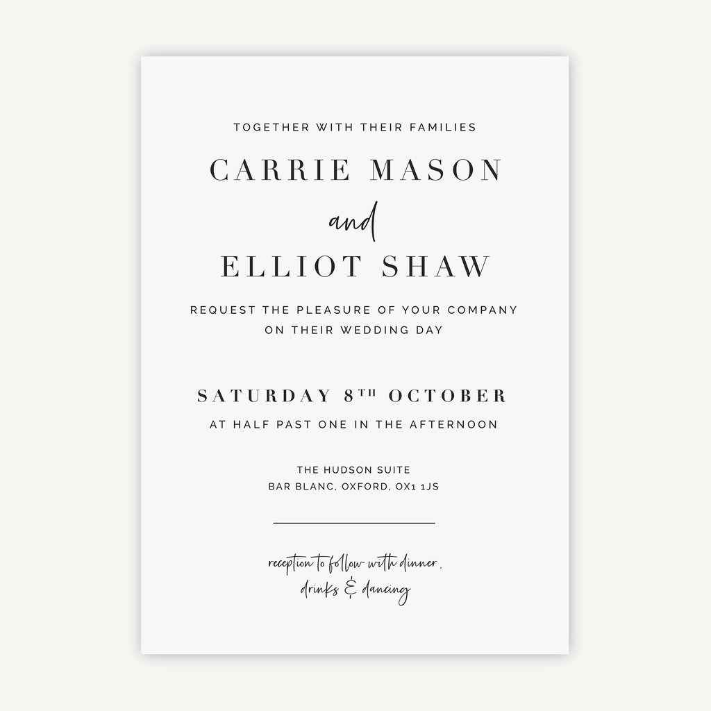 White Modern Script Wedding Invitation