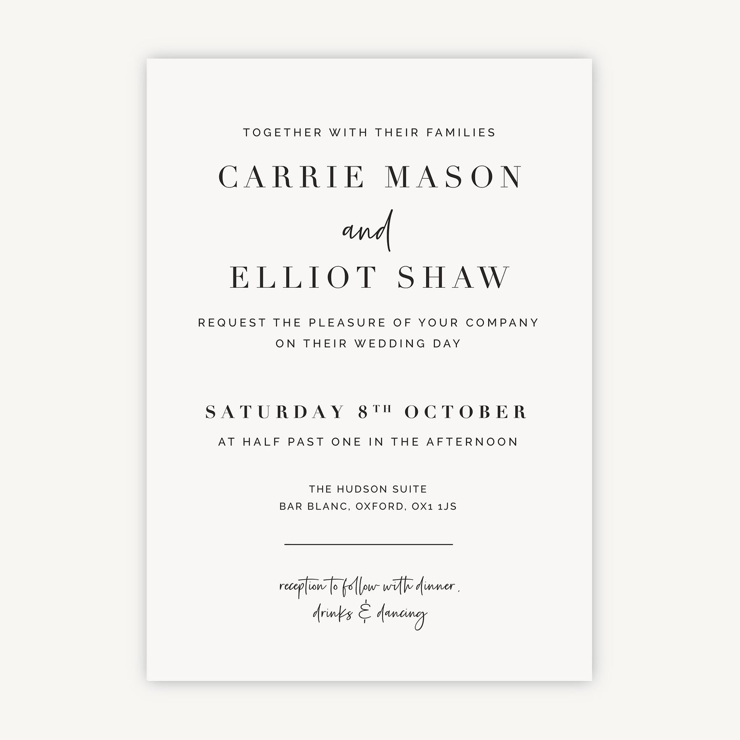 White Modern Script Wedding Invitation