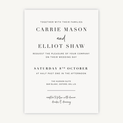 White Modern Script Wedding Invitation