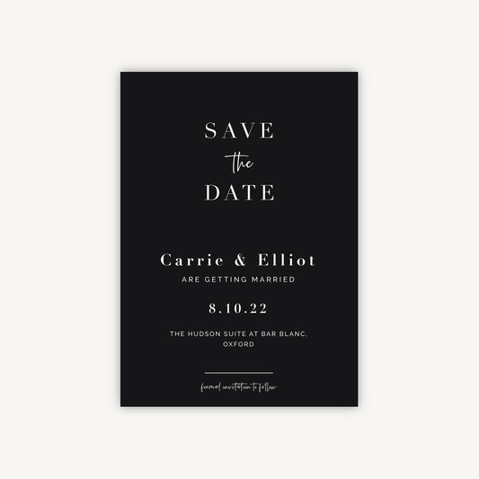 Black Modern Script Wedding Save the Date