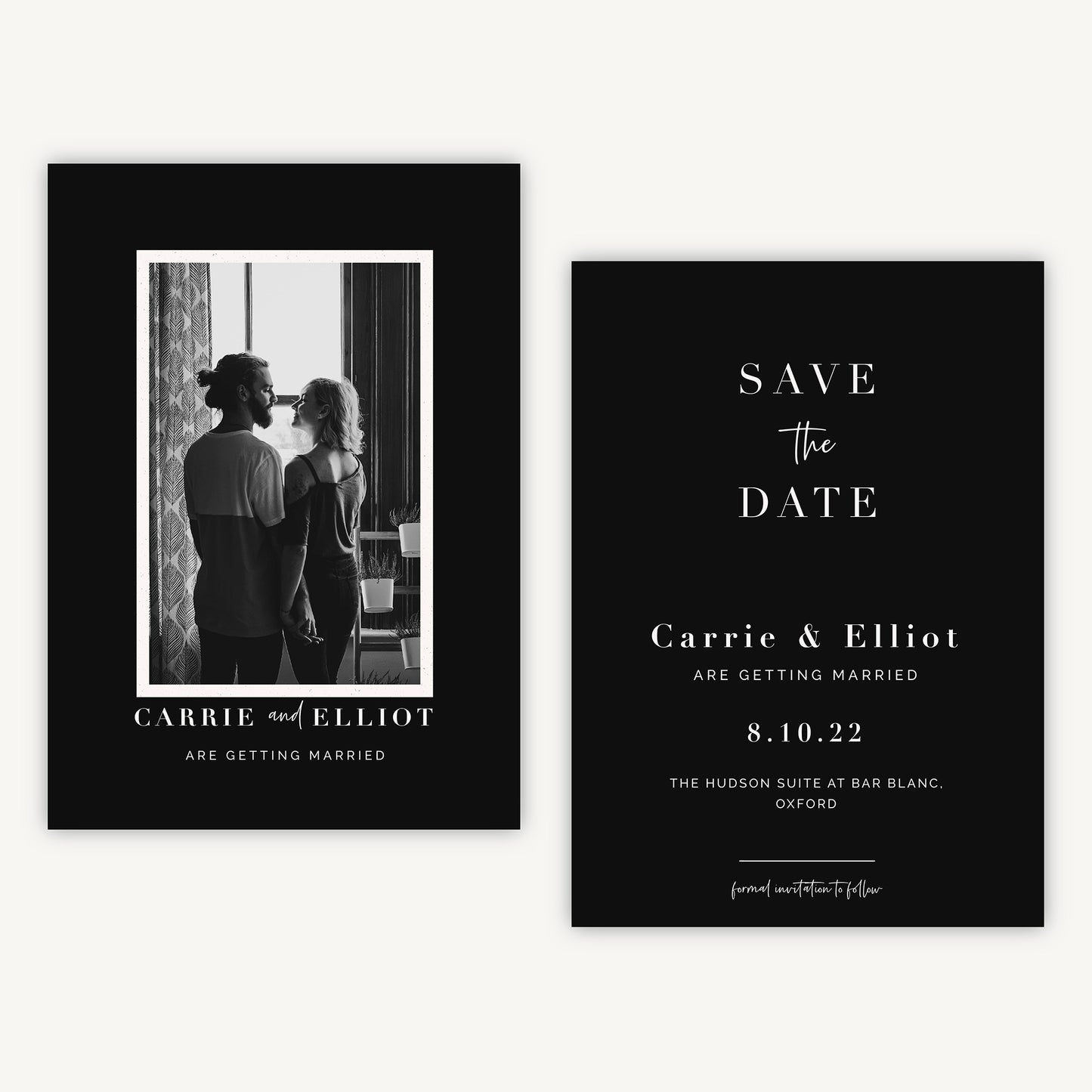 Black Modern Script Photo Wedding Save the Date