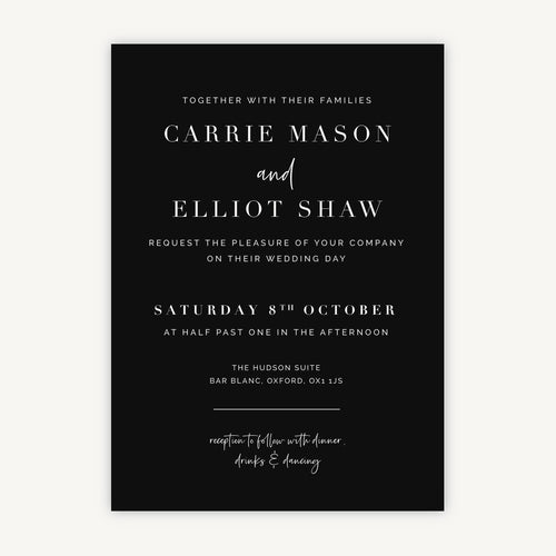 Black Modern Script Wedding Invitation