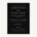 Black Modern Script Evening/Reception Wedding Invitation