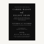 Black Modern Script Evening/Reception Wedding Invitation
