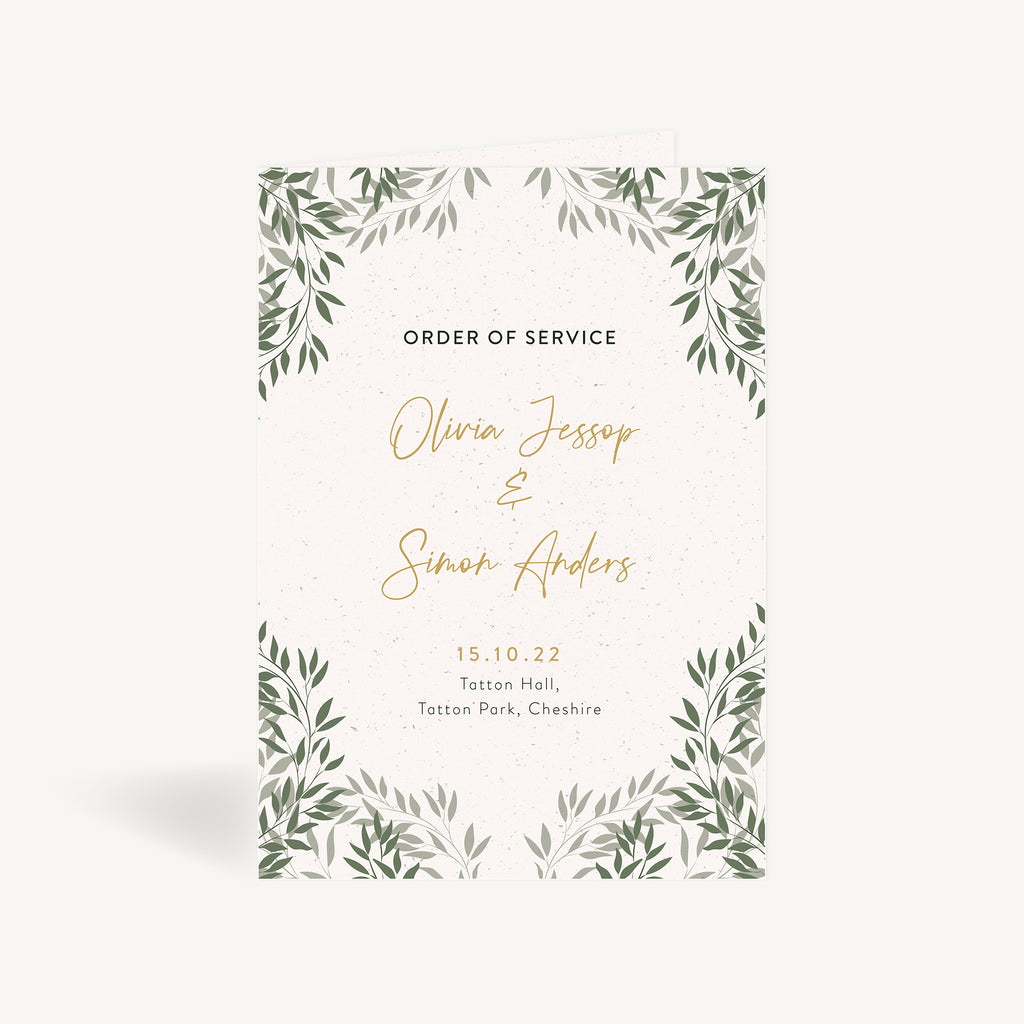 Botanical Rustic Wedding Order of Service