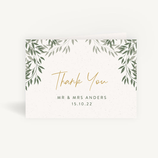 Botanical Rustic Wedding Thank You Card Folded