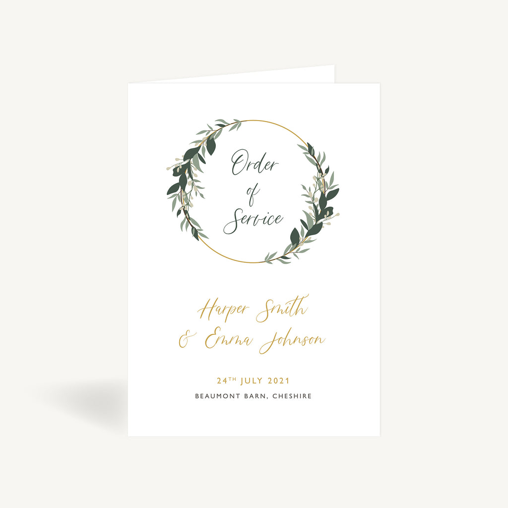 Foliage Hoop Wedding Order of Service