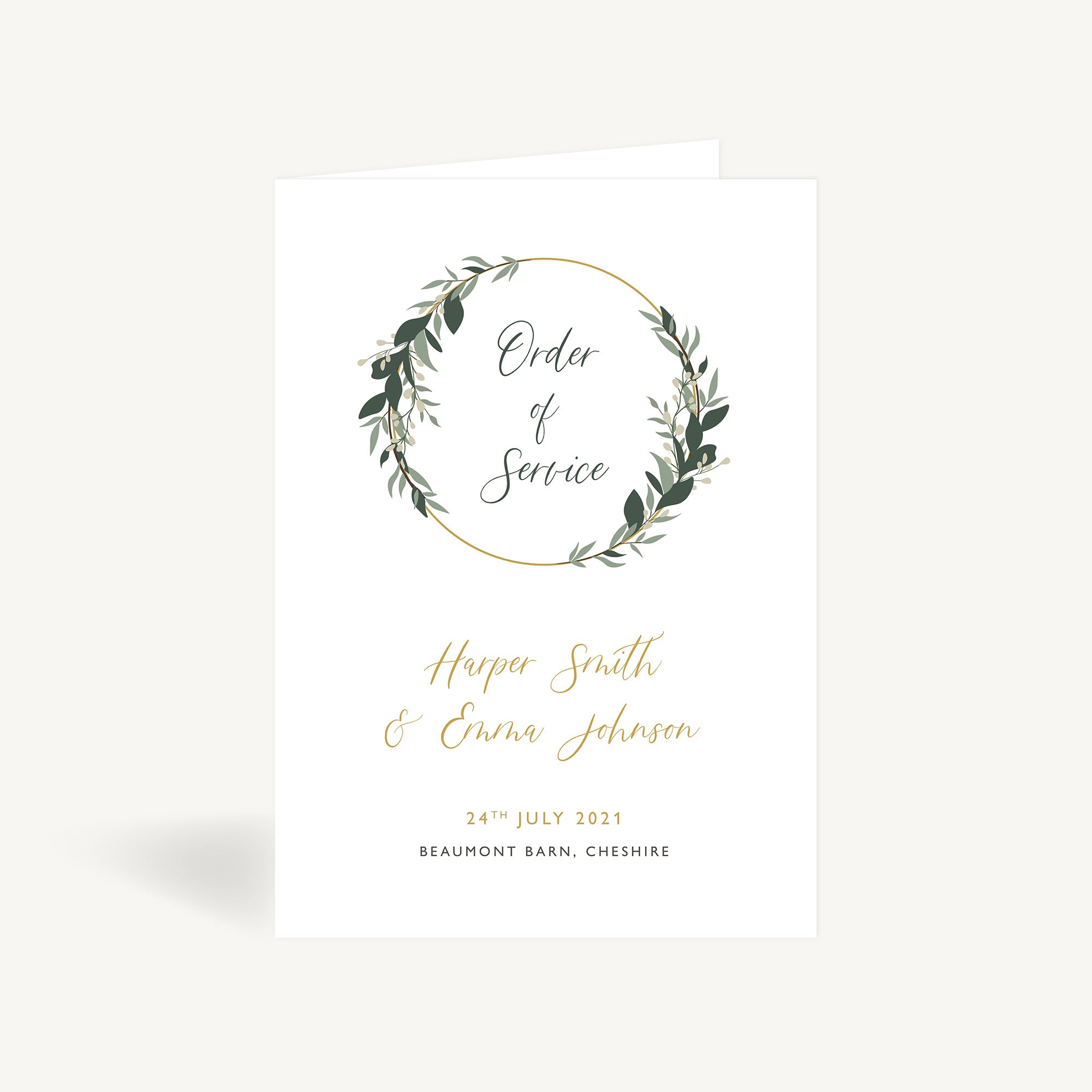 Foliage Hoop Wedding Order of Service
