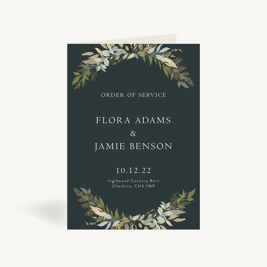 Winter Botanical Wedding Order of Service