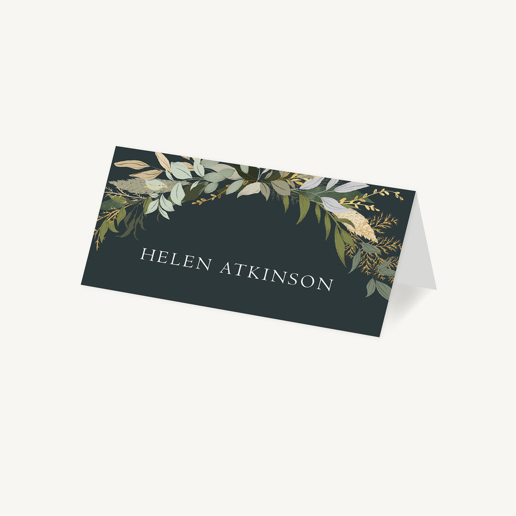 Winter Botanical Wedding Place Card