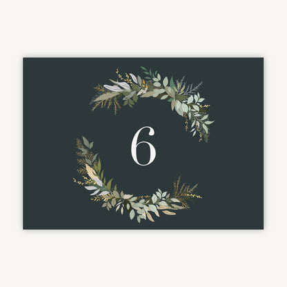 Winter Botanical Wedding Table Number