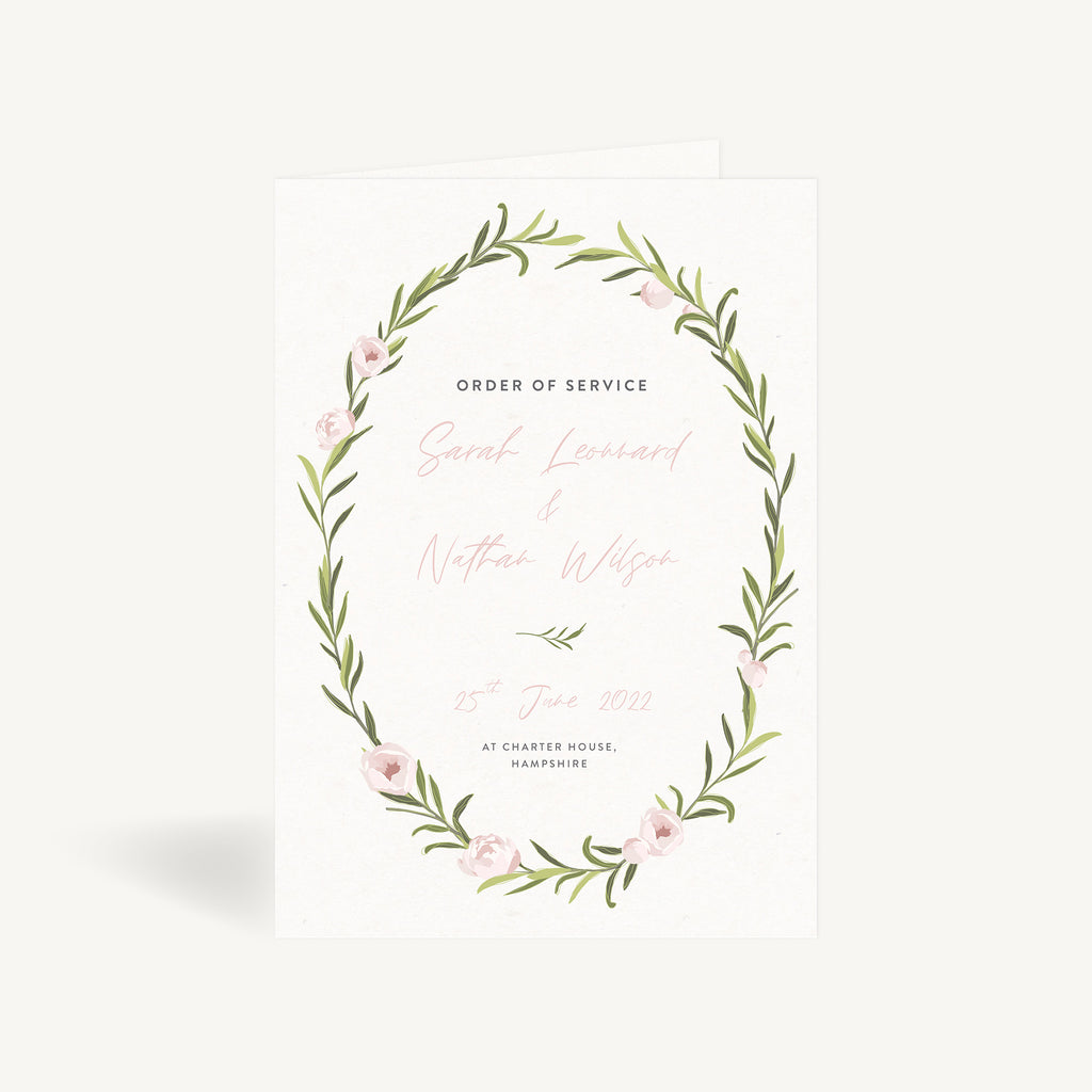 Blush Peony Wedding Order of Service