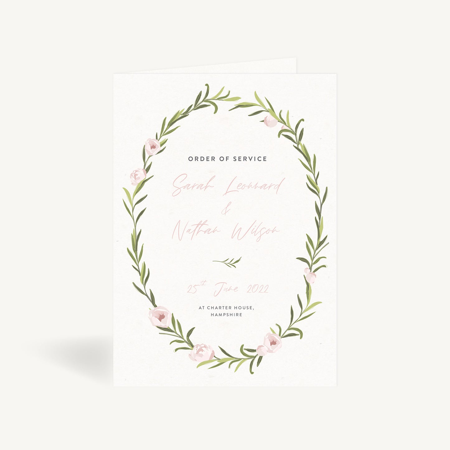 Blush Peony Wedding Order of Service