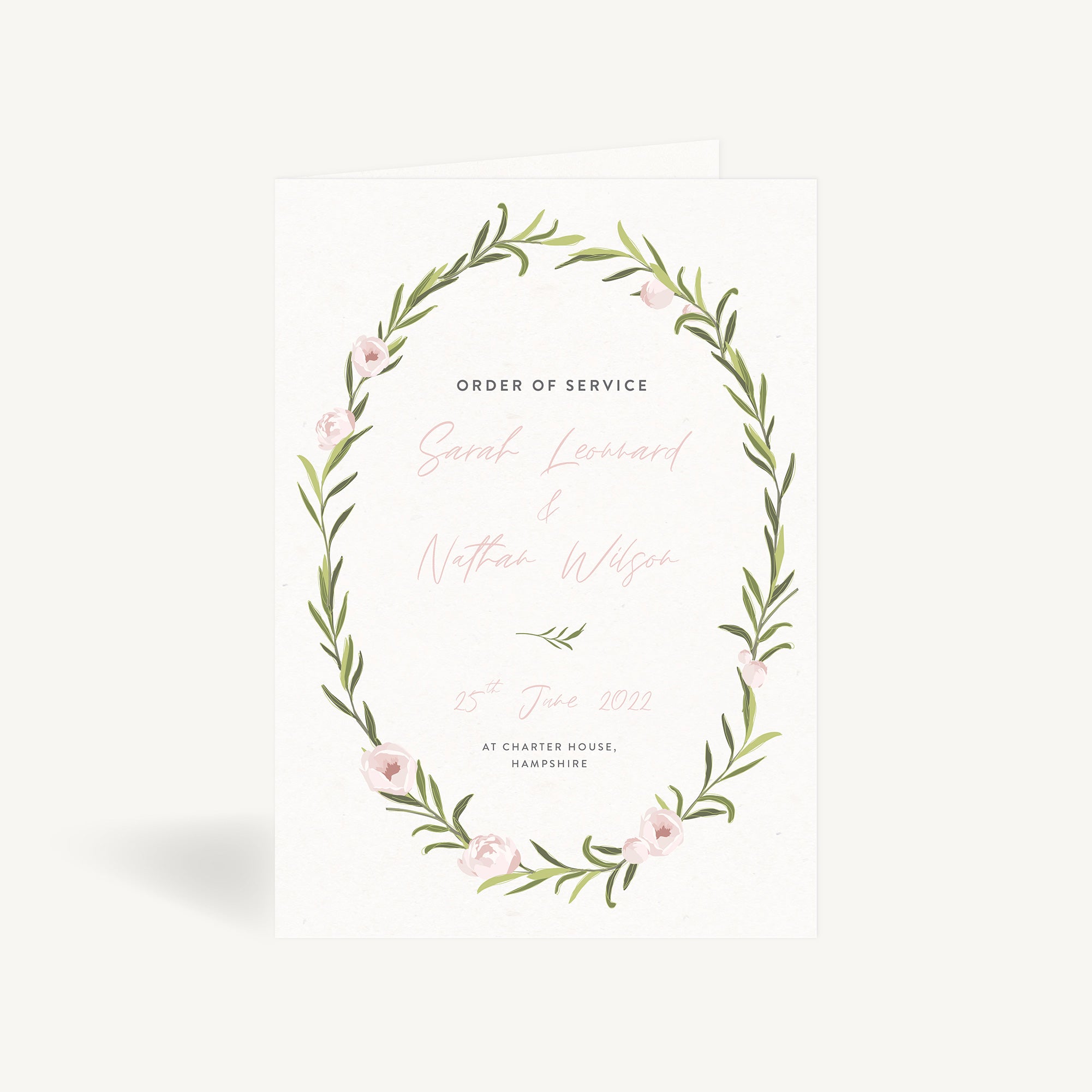 Blush Peony Wedding Order of Service