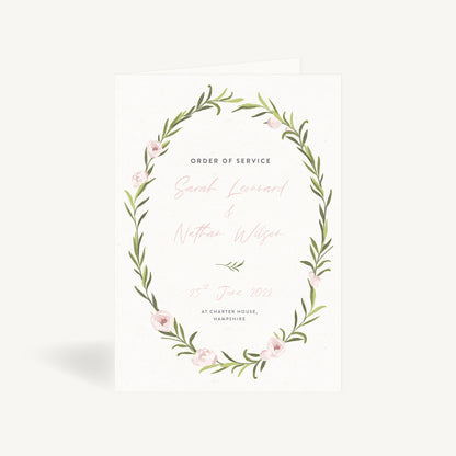 Blush Peony Wedding Order of Service