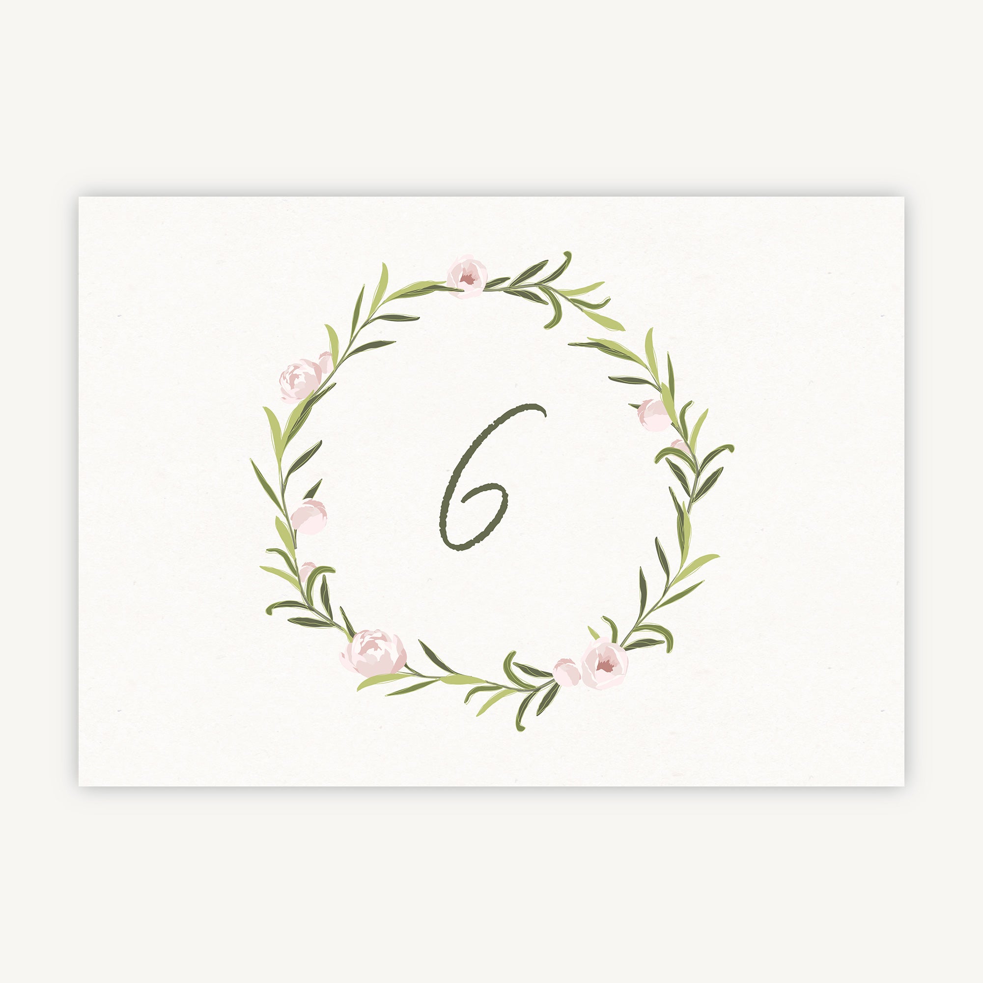 Blush Peony Wedding Table Number