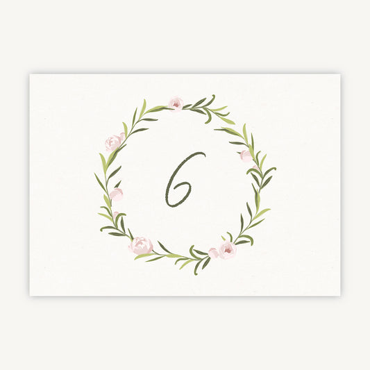 Blush Peony Wedding Table Number