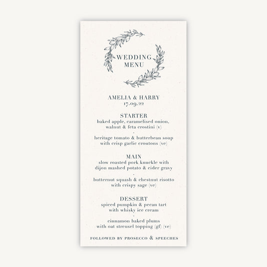 Foliage Monogram Wedding Menu