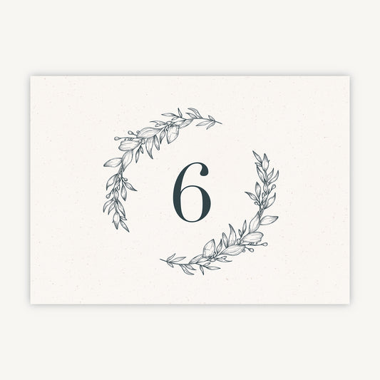 Foliage Monogram Wedding Table Number