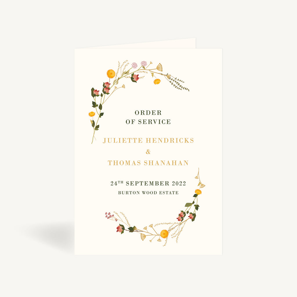 Rustic Wildflowers Wedding Order of Service