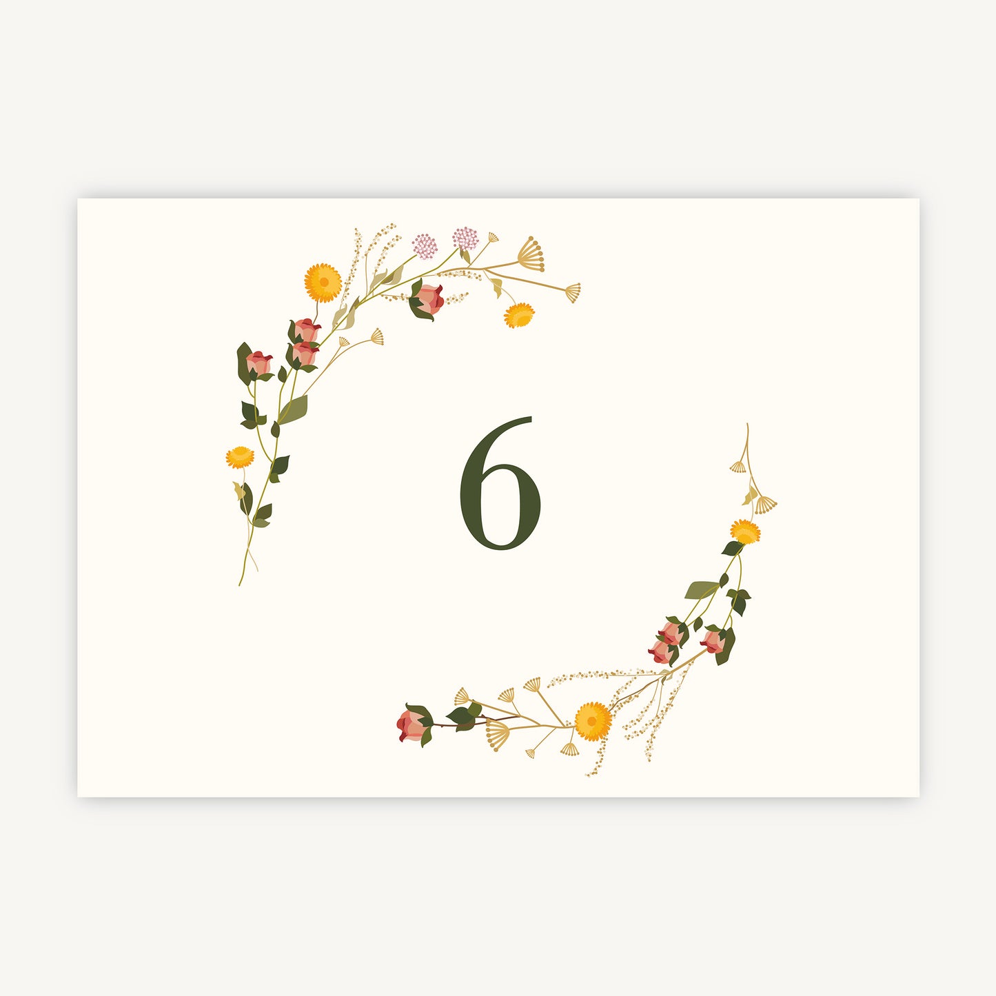 Rustic Wildflowers Wedding Table Number
