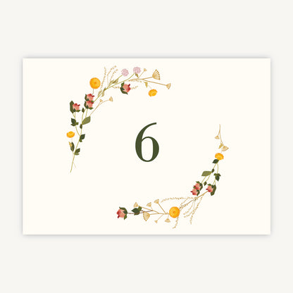 Rustic Wildflowers Wedding Table Number