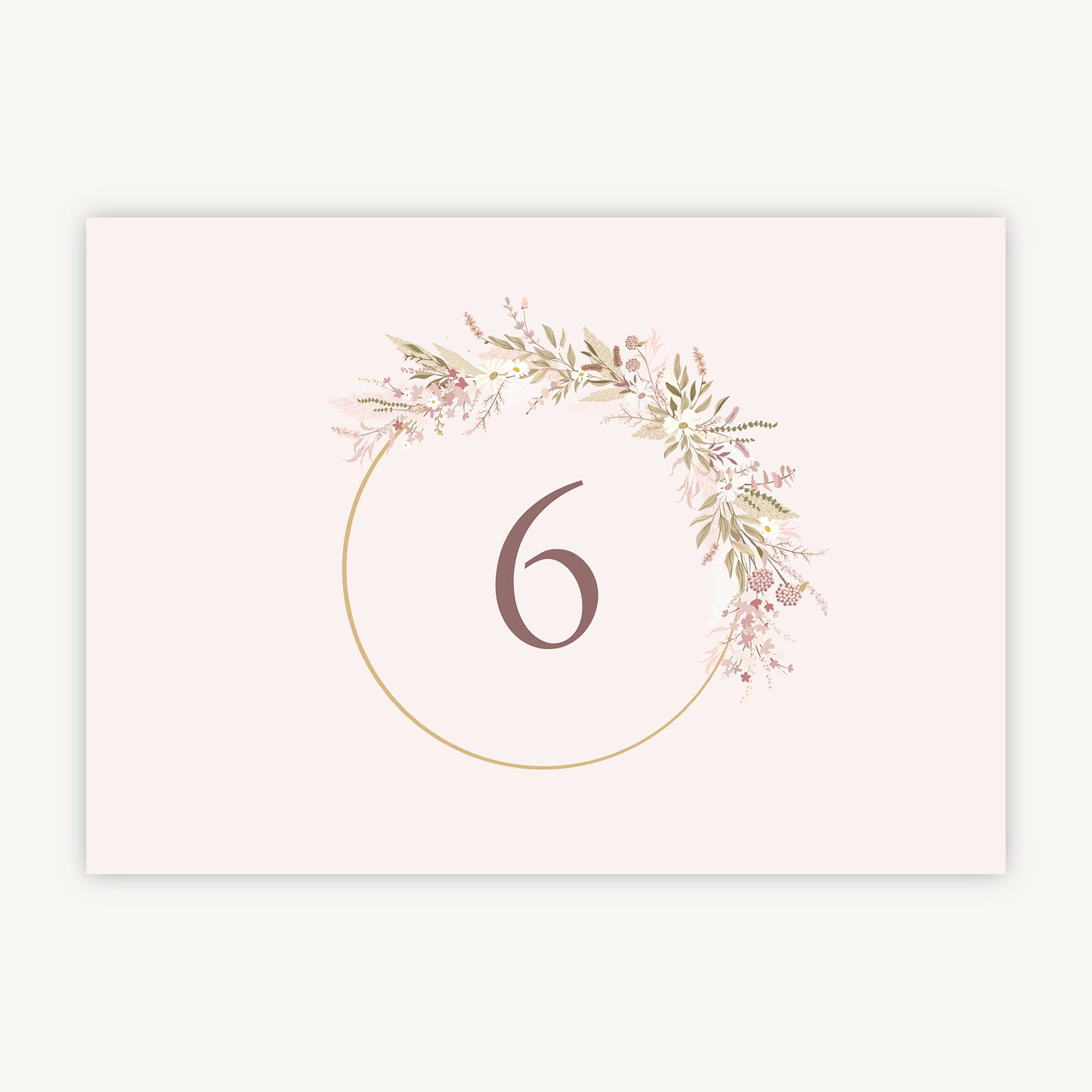 Dried Flower Hoop Wedding Table Number