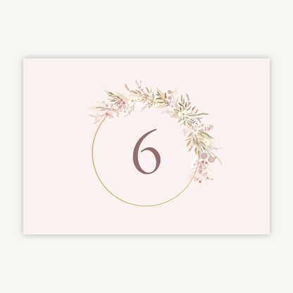 Dried Flower Hoop Wedding Table Number