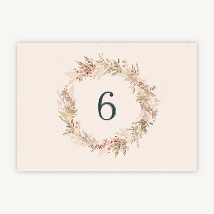 Dried Flower Wreath Wedding Table Number