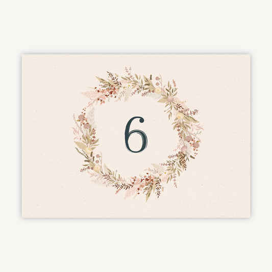 Dried Flower Wreath Wedding Table Number
