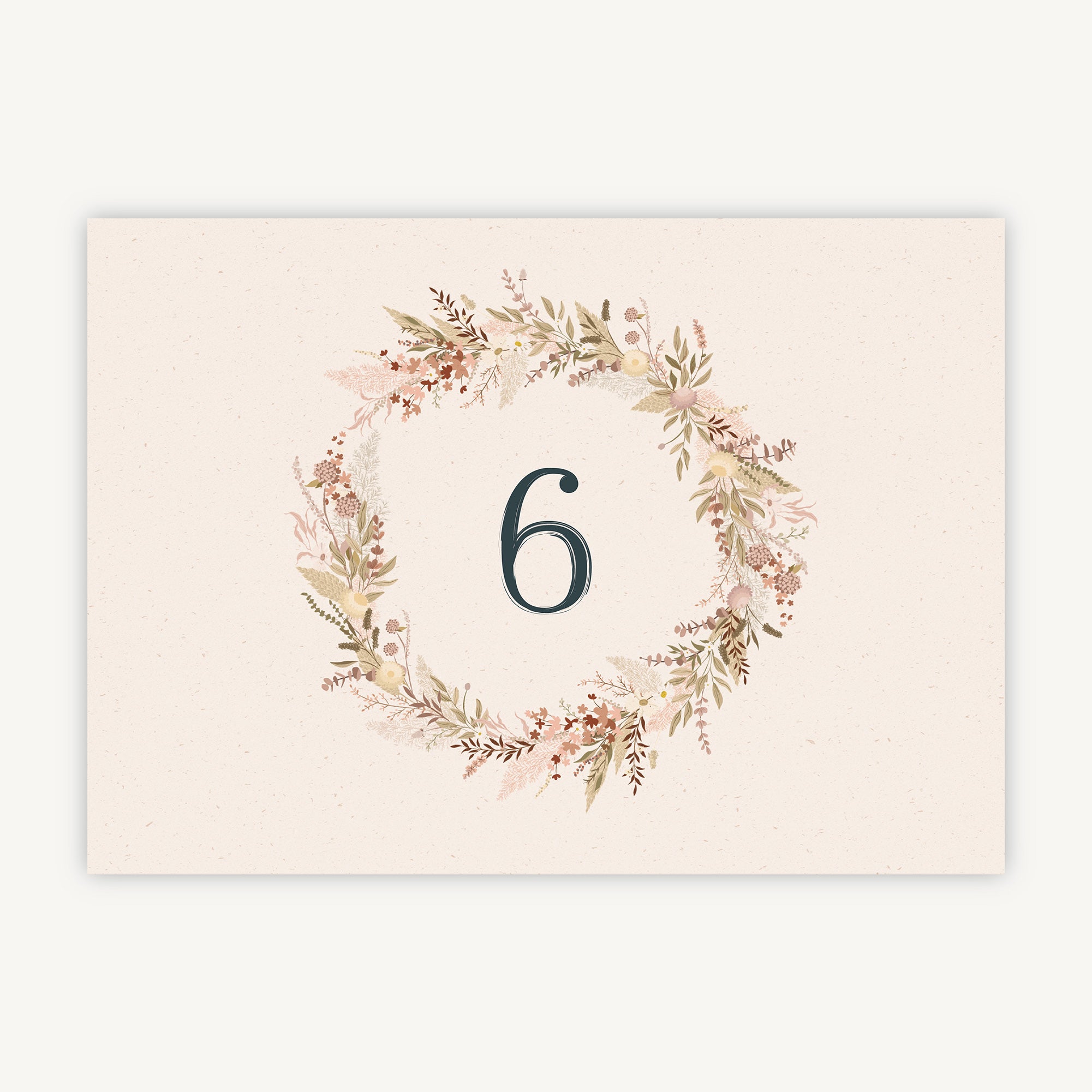 Dried Flower Wreath Wedding Table Number