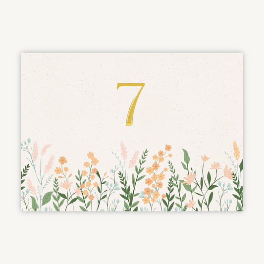 Summer Meadow Wedding Table Number