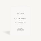 White Modern Script Wedding Order of Service