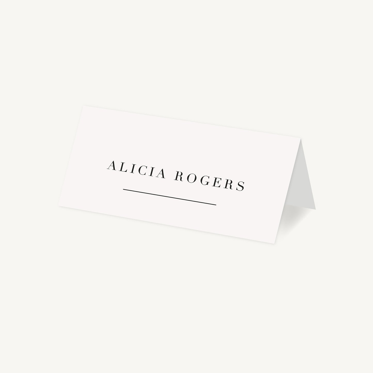 White Modern Script Wedding Place Card
