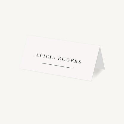 White Modern Script Wedding Place Card