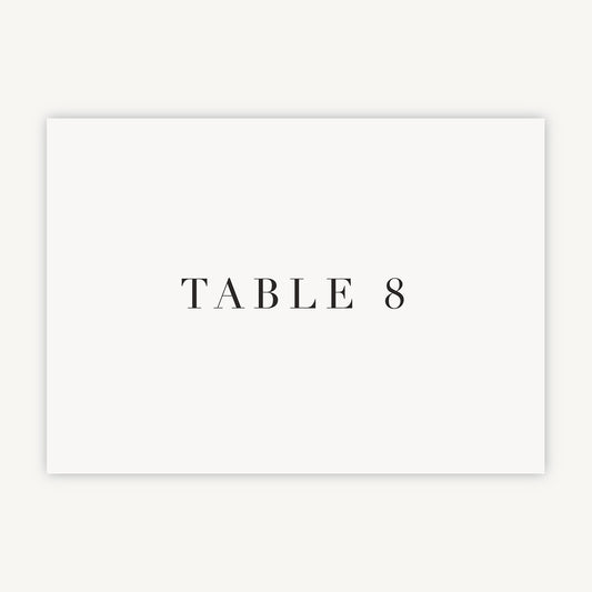 White Modern Script Wedding Table Number